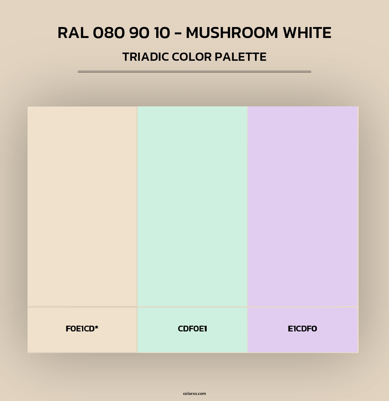 RAL 080 90 10 - Mushroom White - Triadic Color Palette