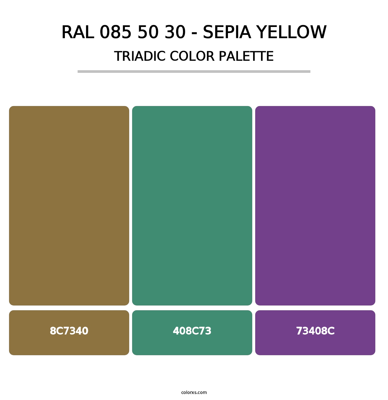 RAL 085 50 30 - Sepia Yellow - Triadic Color Palette