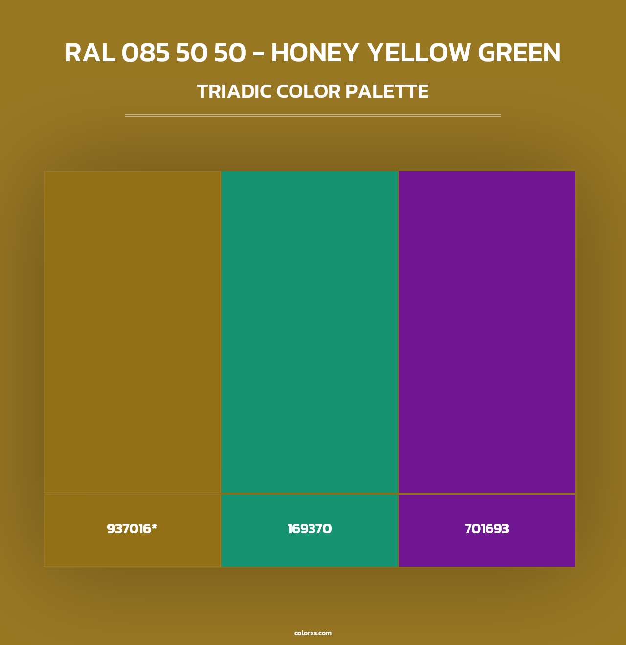 RAL 085 50 50 - Honey Yellow Green - Triadic Color Palette