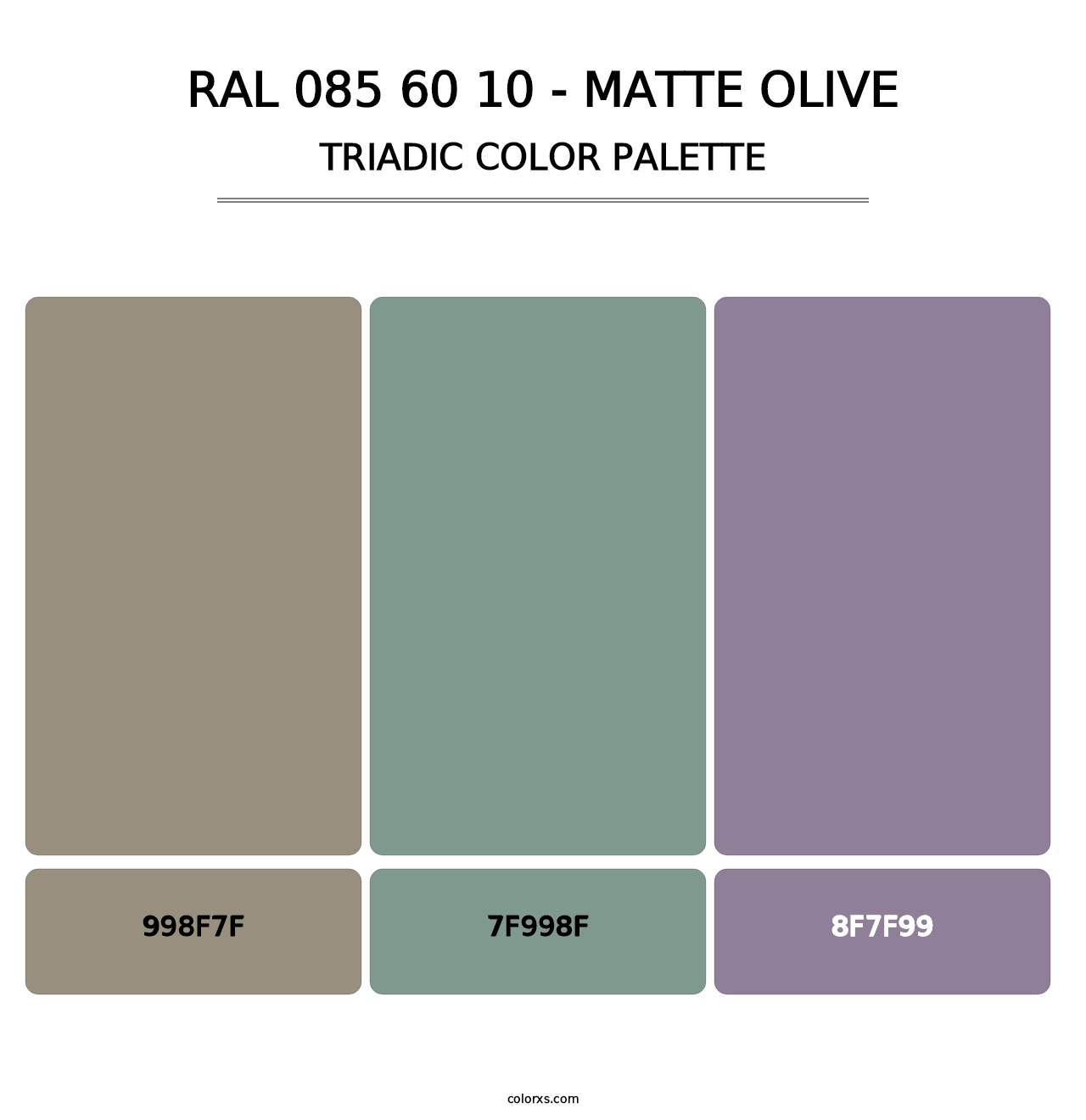RAL 085 60 10 - Matte Olive - Triadic Color Palette