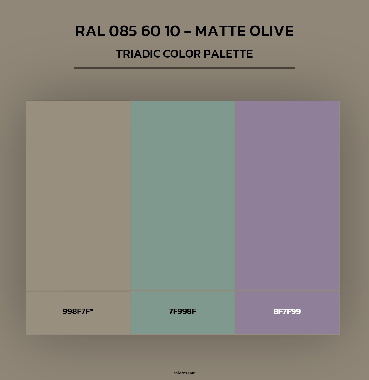 RAL 085 60 10 - Matte Olive - Triadic Color Palette
