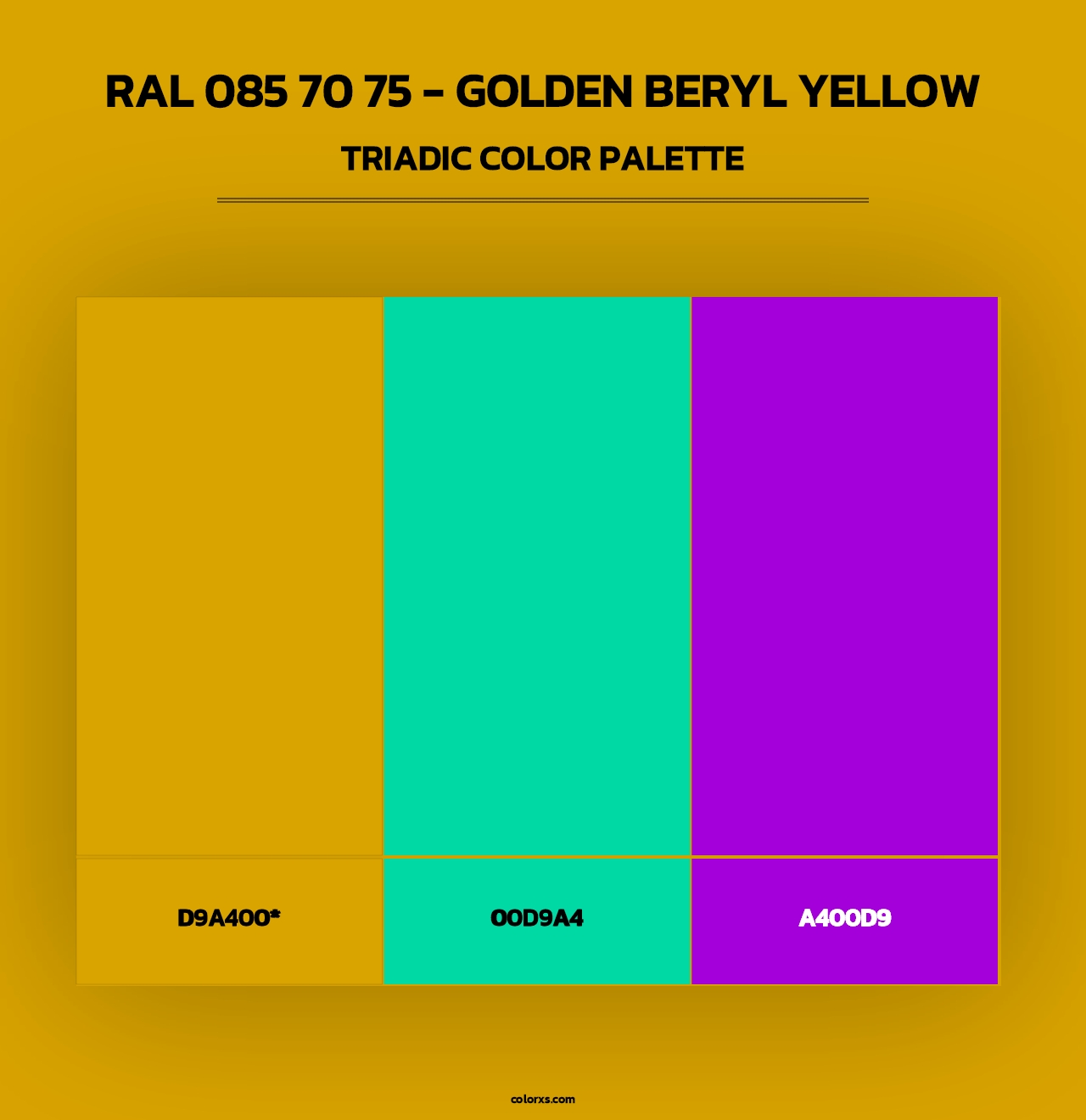 RAL 085 70 75 - Golden Beryl Yellow - Triadic Color Palette