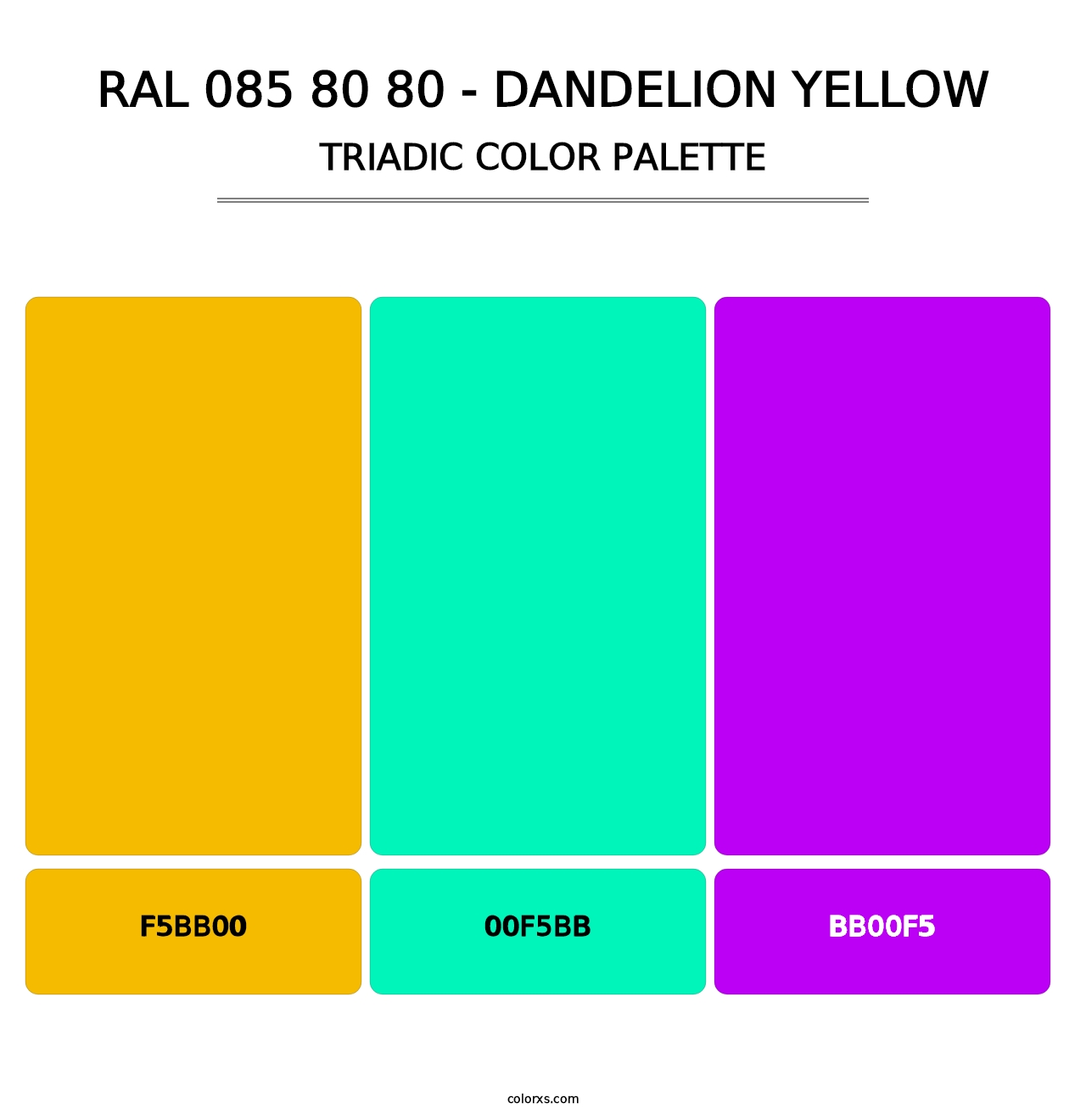 RAL 085 80 80 - Dandelion Yellow - Triadic Color Palette