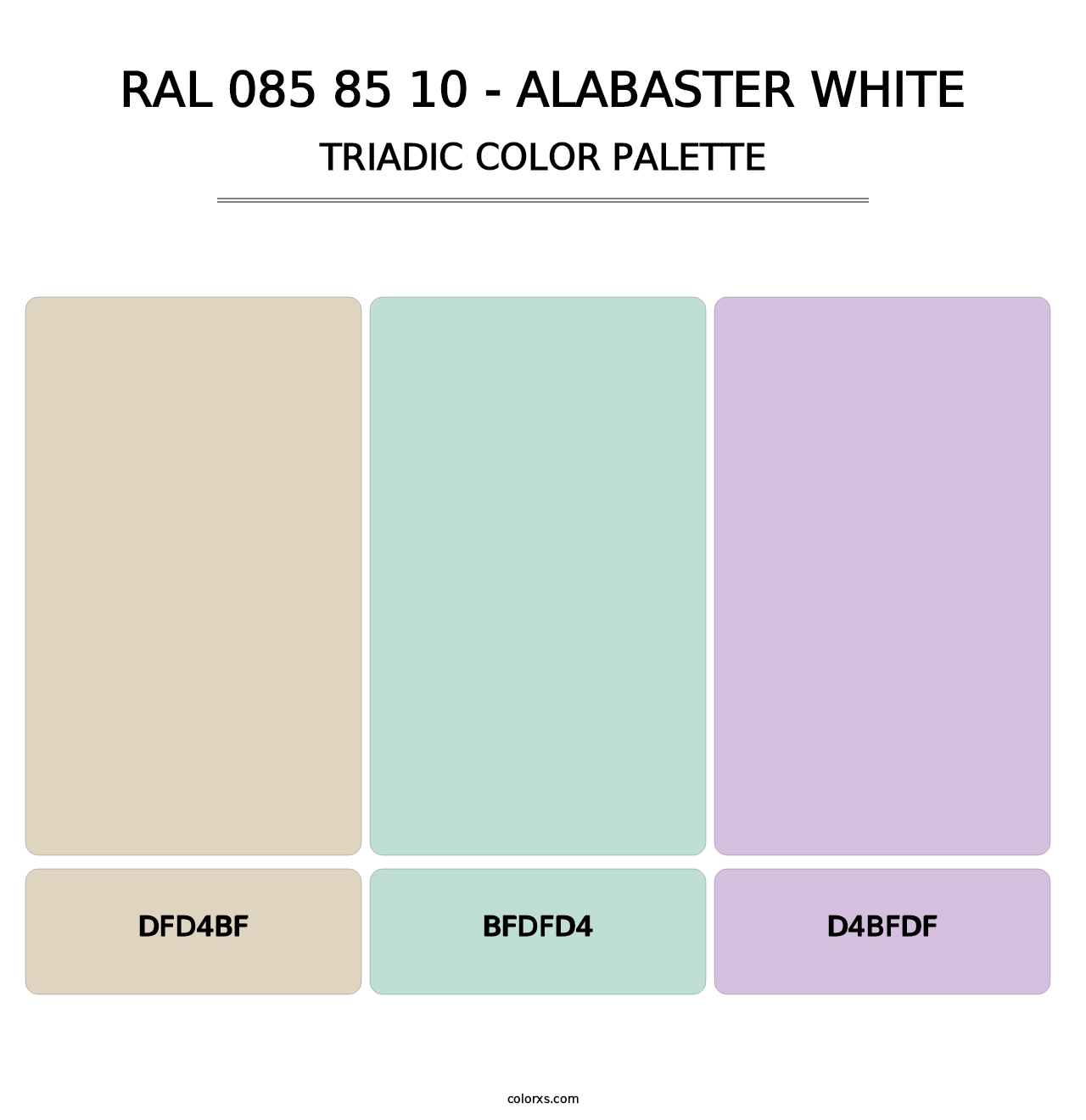 RAL 085 85 10 - Alabaster White - Triadic Color Palette