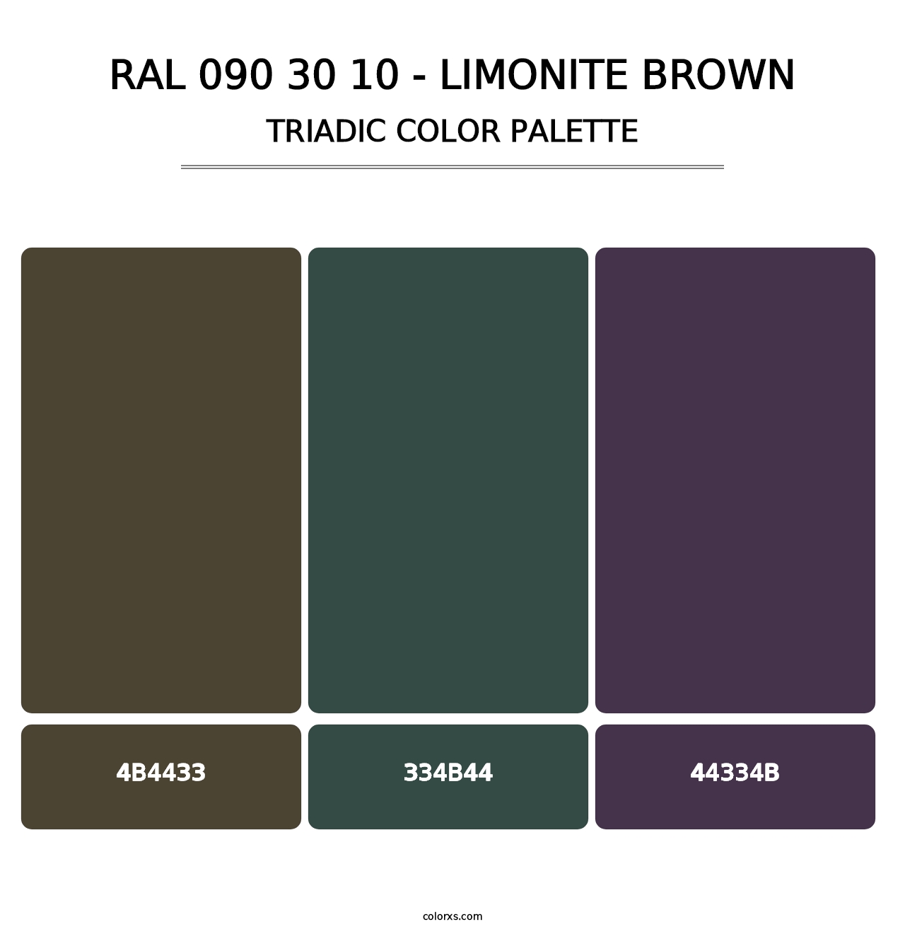 RAL 090 30 10 - Limonite Brown - Triadic Color Palette