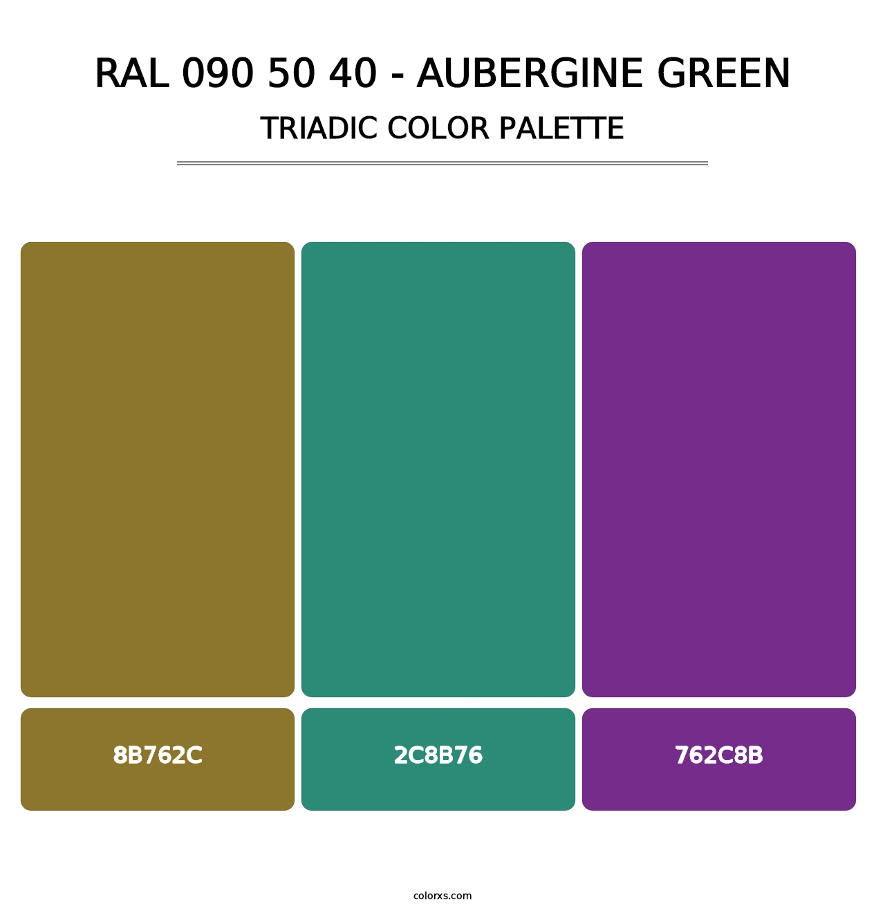 RAL 090 50 40 - Aubergine Green - Triadic Color Palette