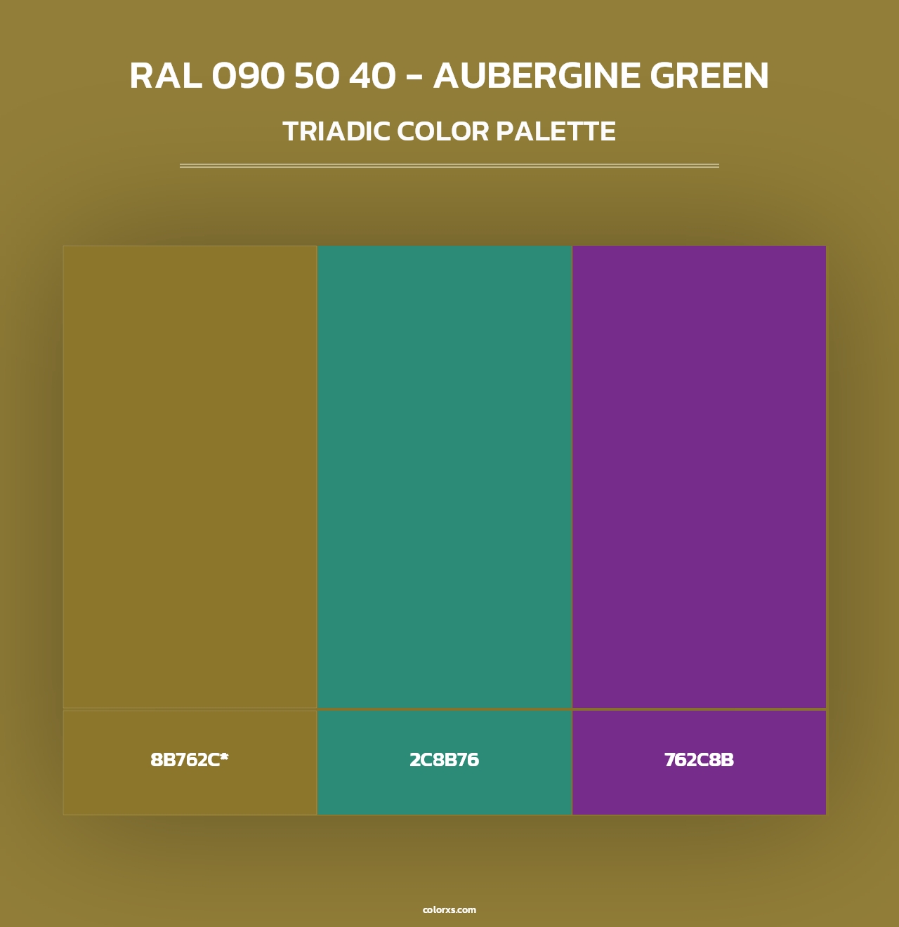RAL 090 50 40 - Aubergine Green - Triadic Color Palette