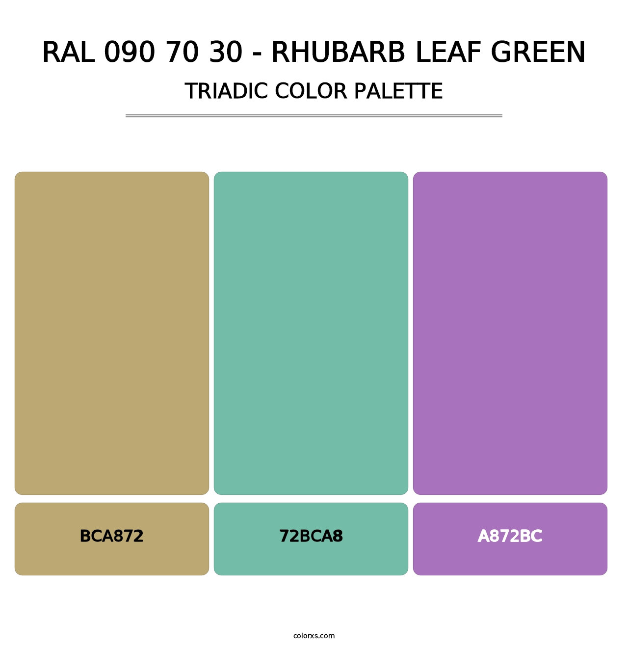 RAL 090 70 30 - Rhubarb Leaf Green - Triadic Color Palette