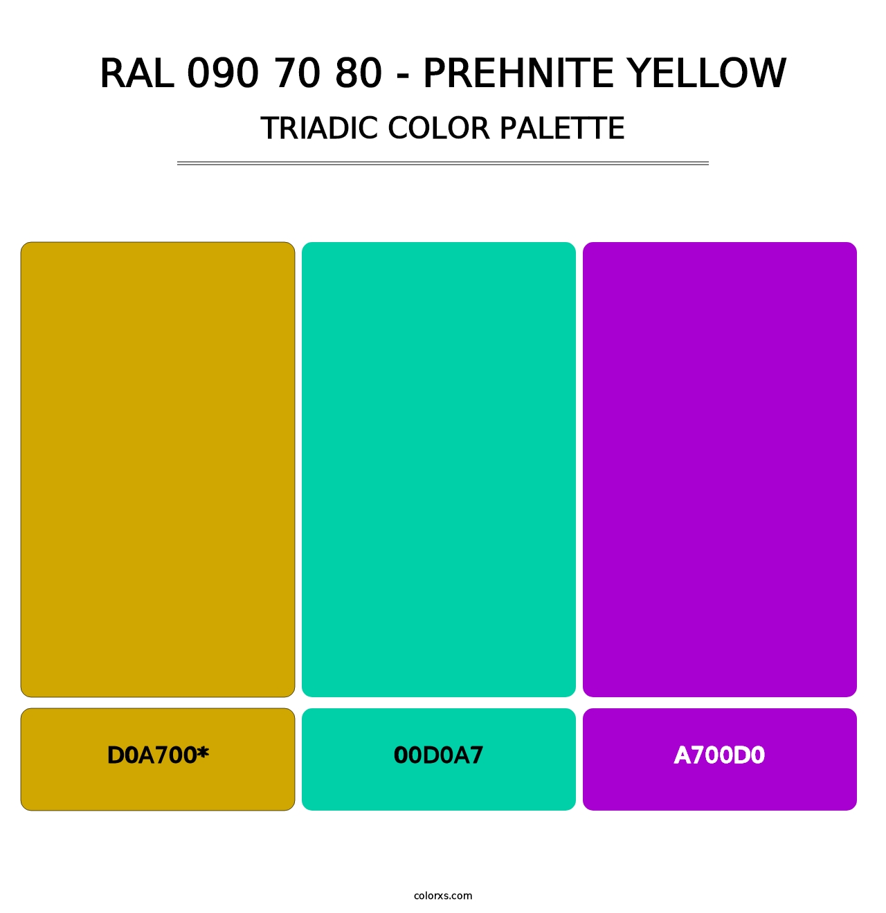RAL 090 70 80 - Prehnite Yellow - Triadic Color Palette