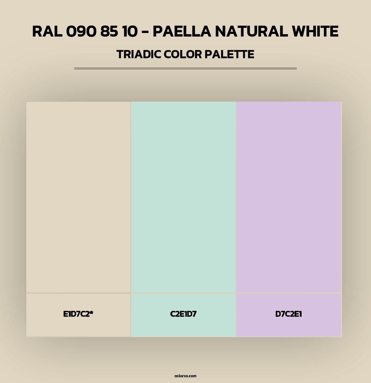 RAL 090 85 10 - Paella Natural White - Triadic Color Palette