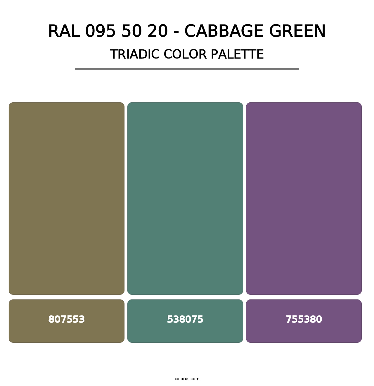 RAL 095 50 20 - Cabbage Green - Triadic Color Palette