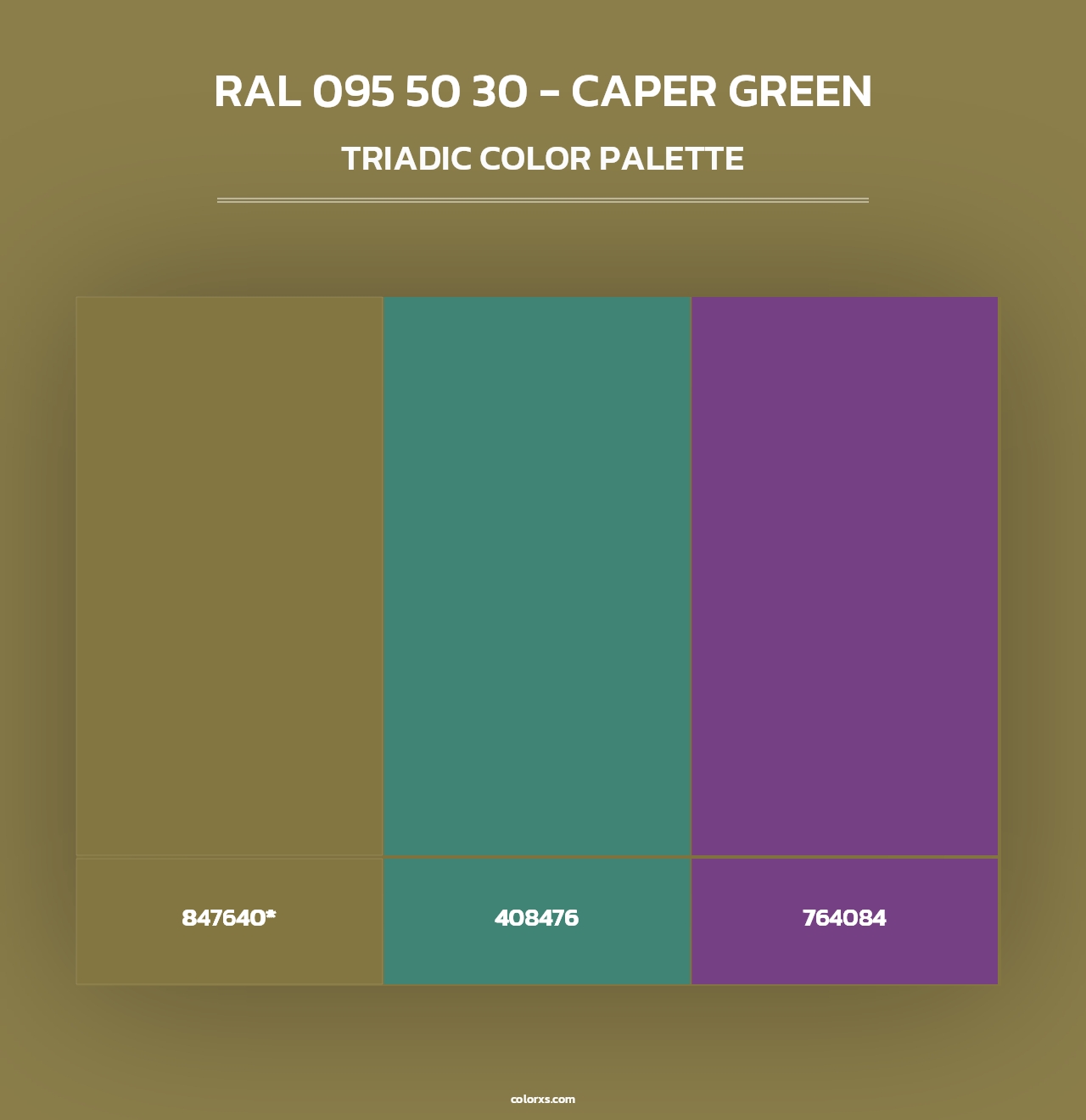 RAL 095 50 30 - Caper Green - Triadic Color Palette