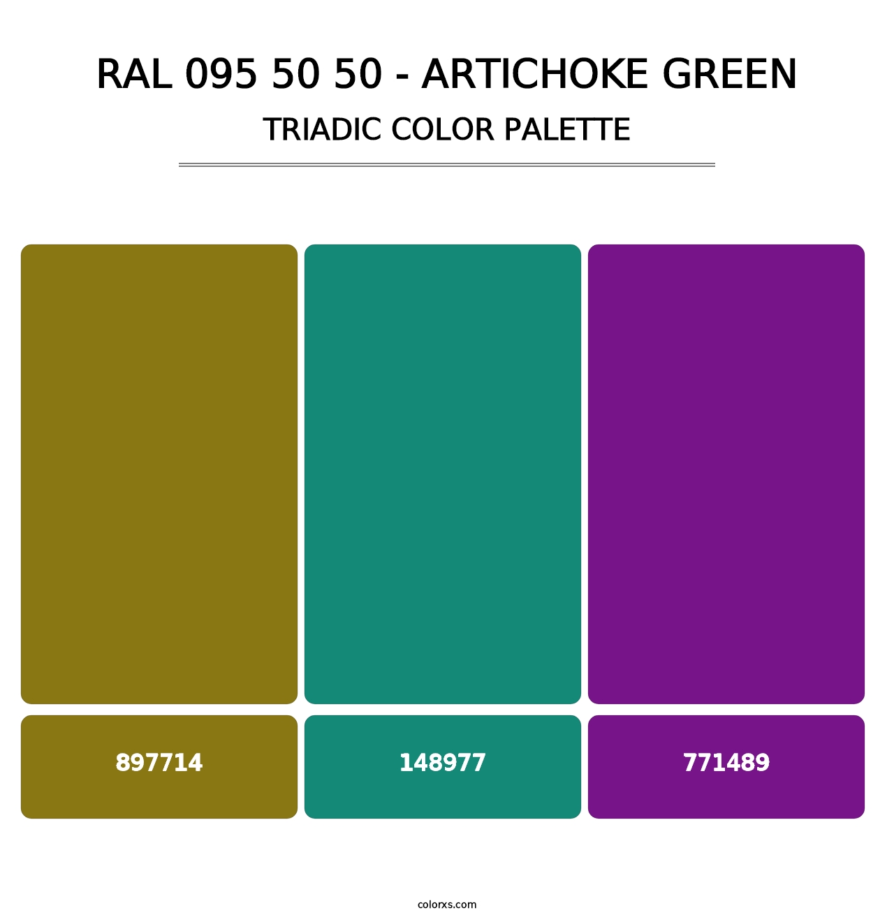 RAL 095 50 50 - Artichoke Green - Triadic Color Palette
