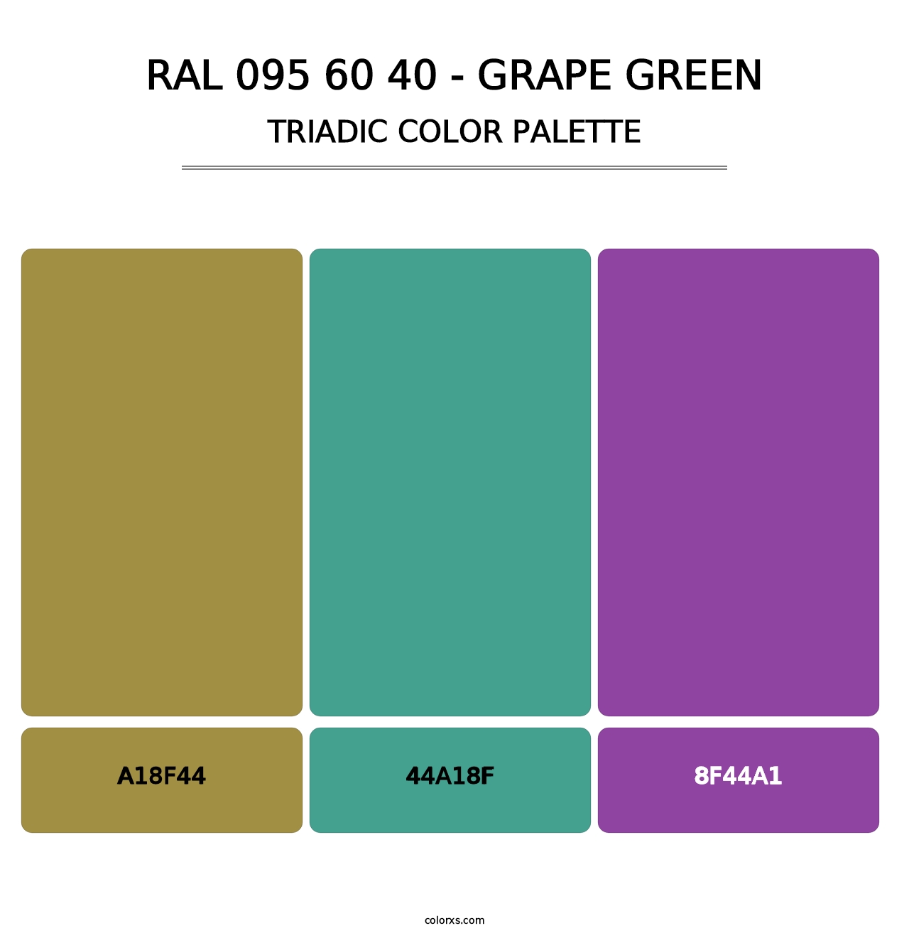 RAL 095 60 40 - Grape Green - Triadic Color Palette