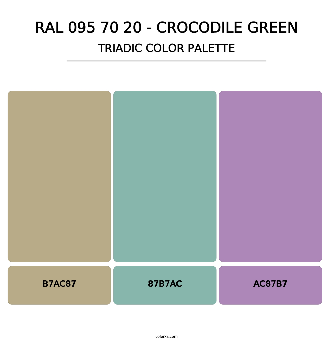 RAL 095 70 20 - Crocodile Green - Triadic Color Palette