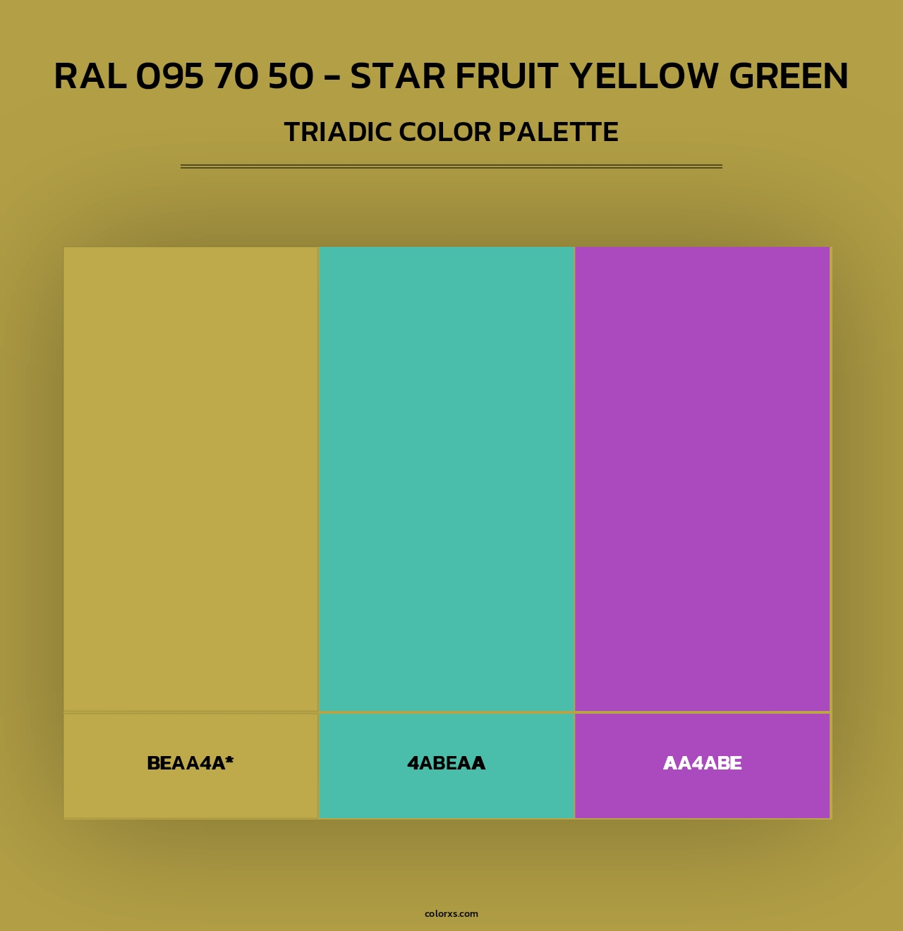 RAL 095 70 50 - Star Fruit Yellow Green - Triadic Color Palette
