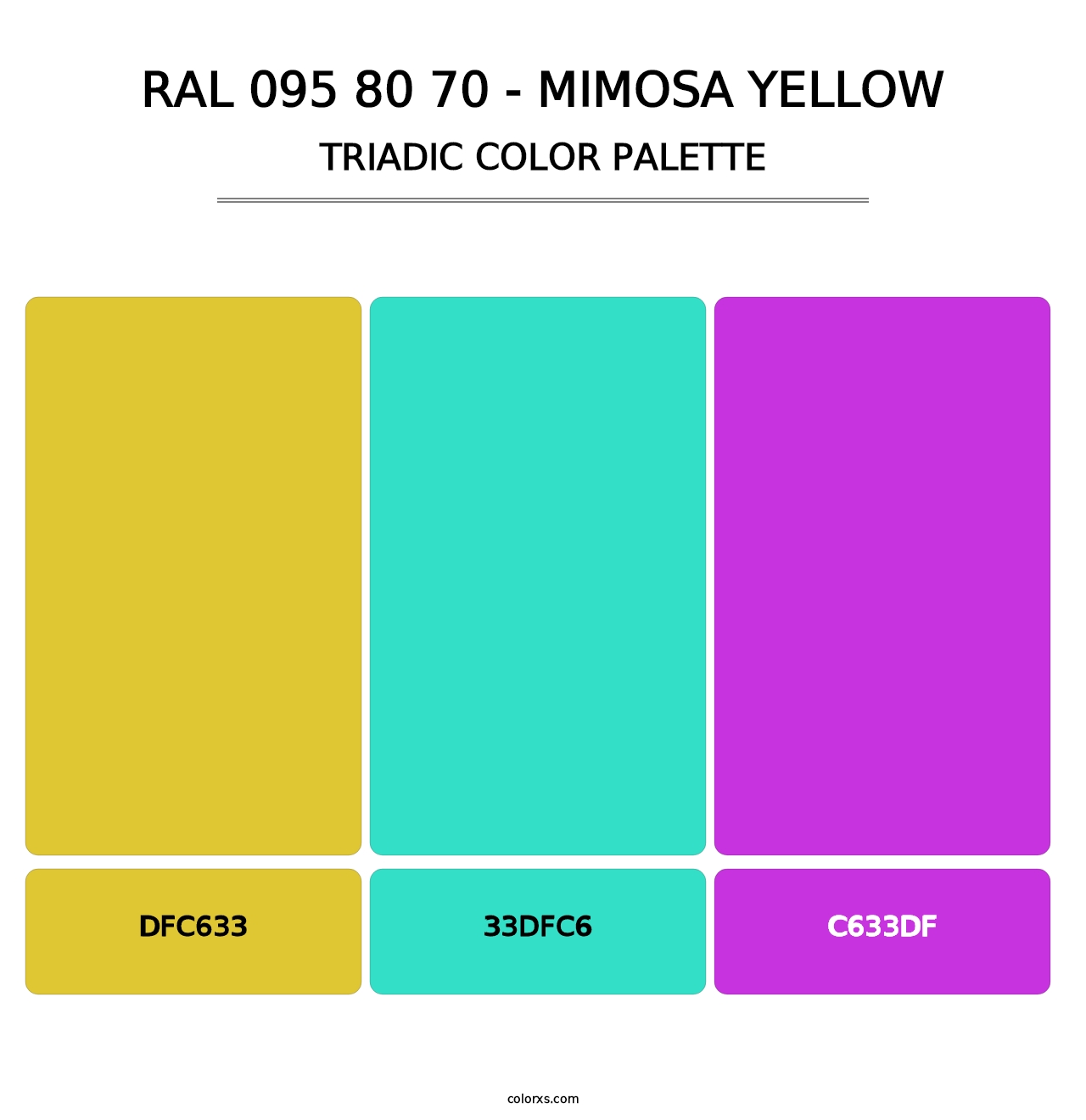 RAL 095 80 70 - Mimosa Yellow - Triadic Color Palette