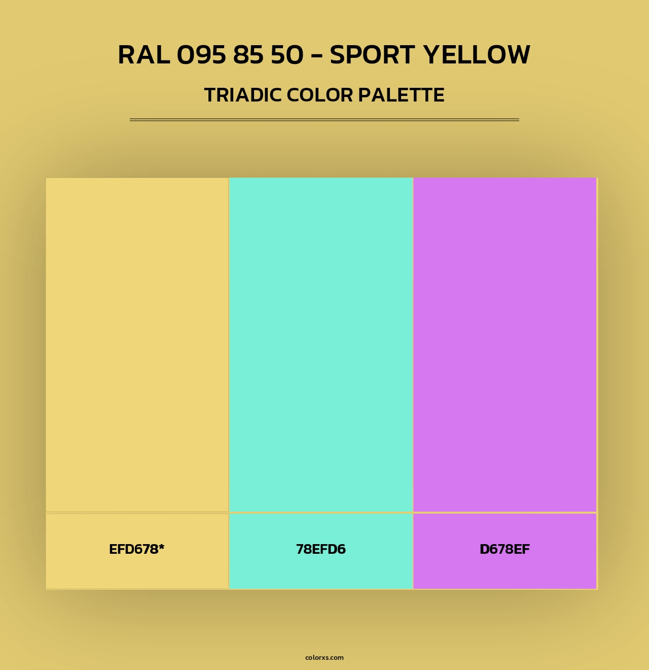 RAL 095 85 50 - Sport Yellow - Triadic Color Palette