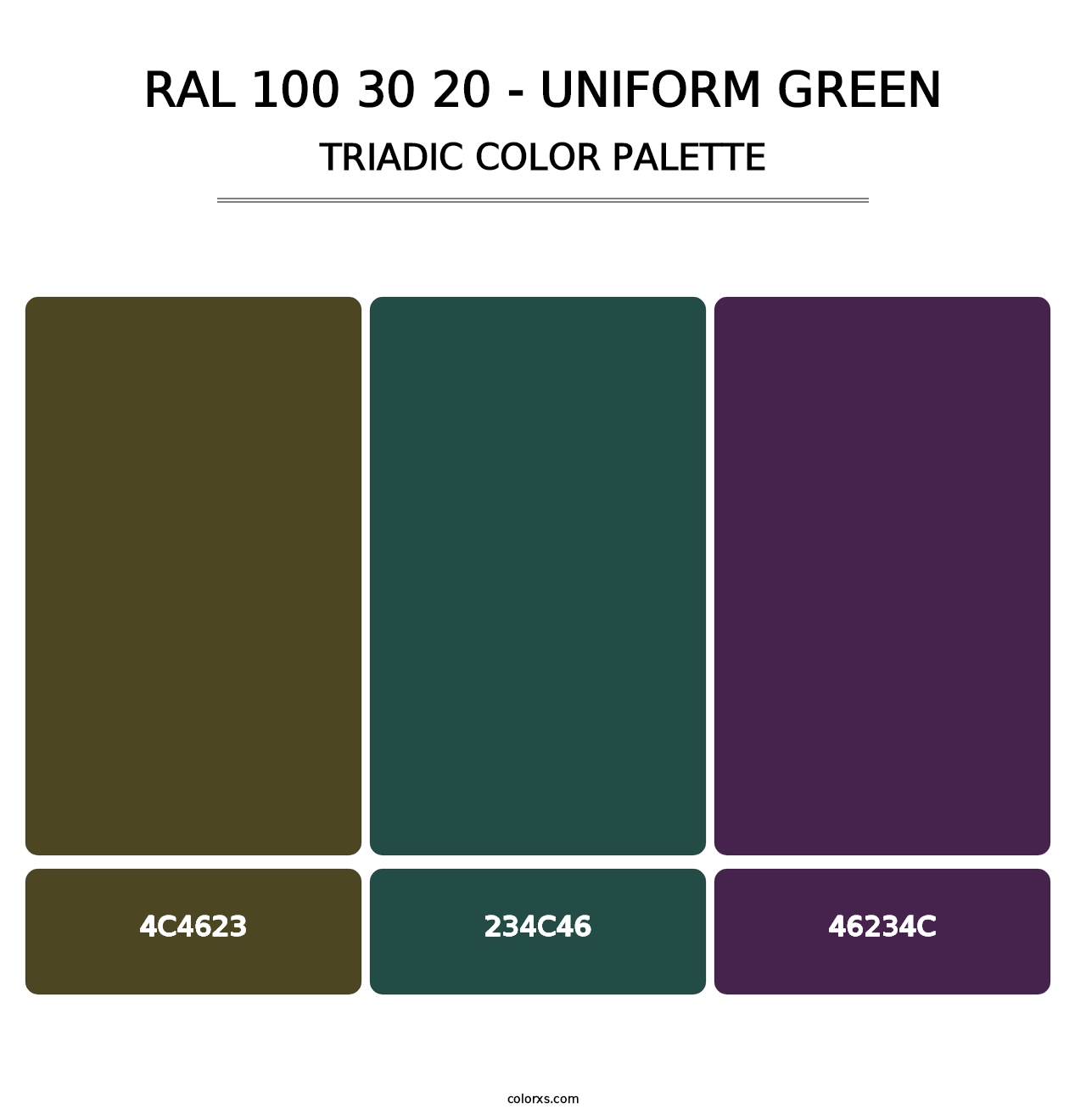 RAL 100 30 20 - Uniform Green - Triadic Color Palette