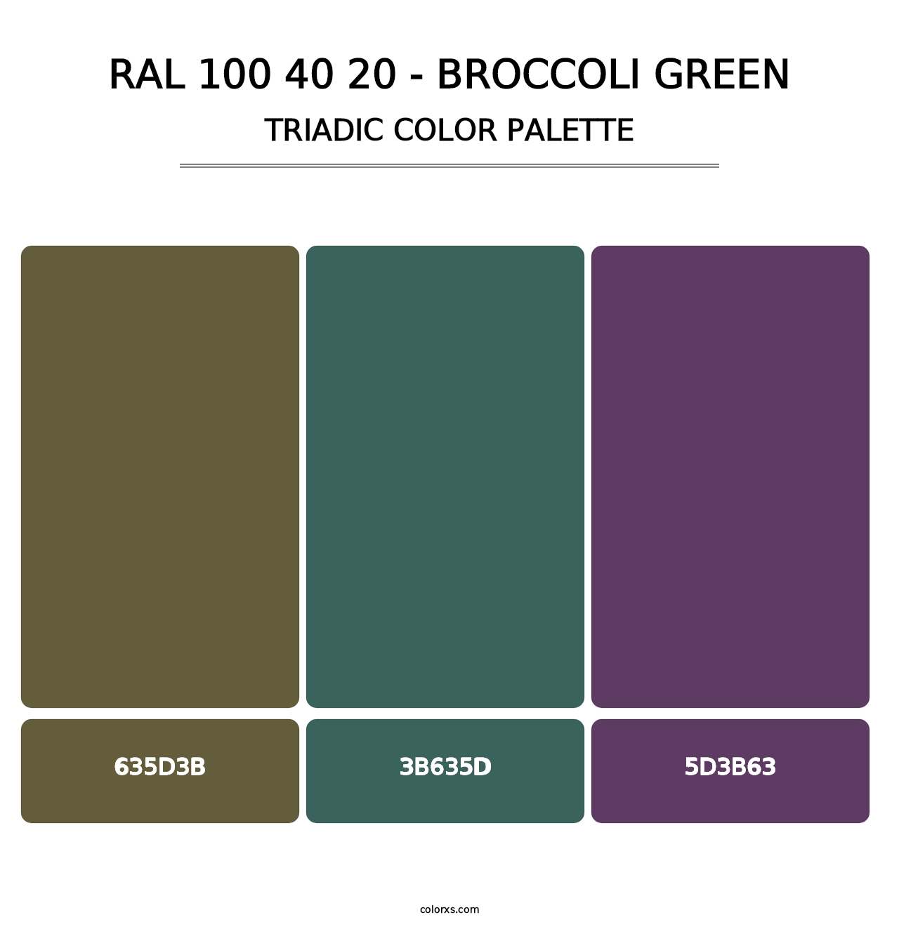 RAL 100 40 20 - Broccoli Green - Triadic Color Palette