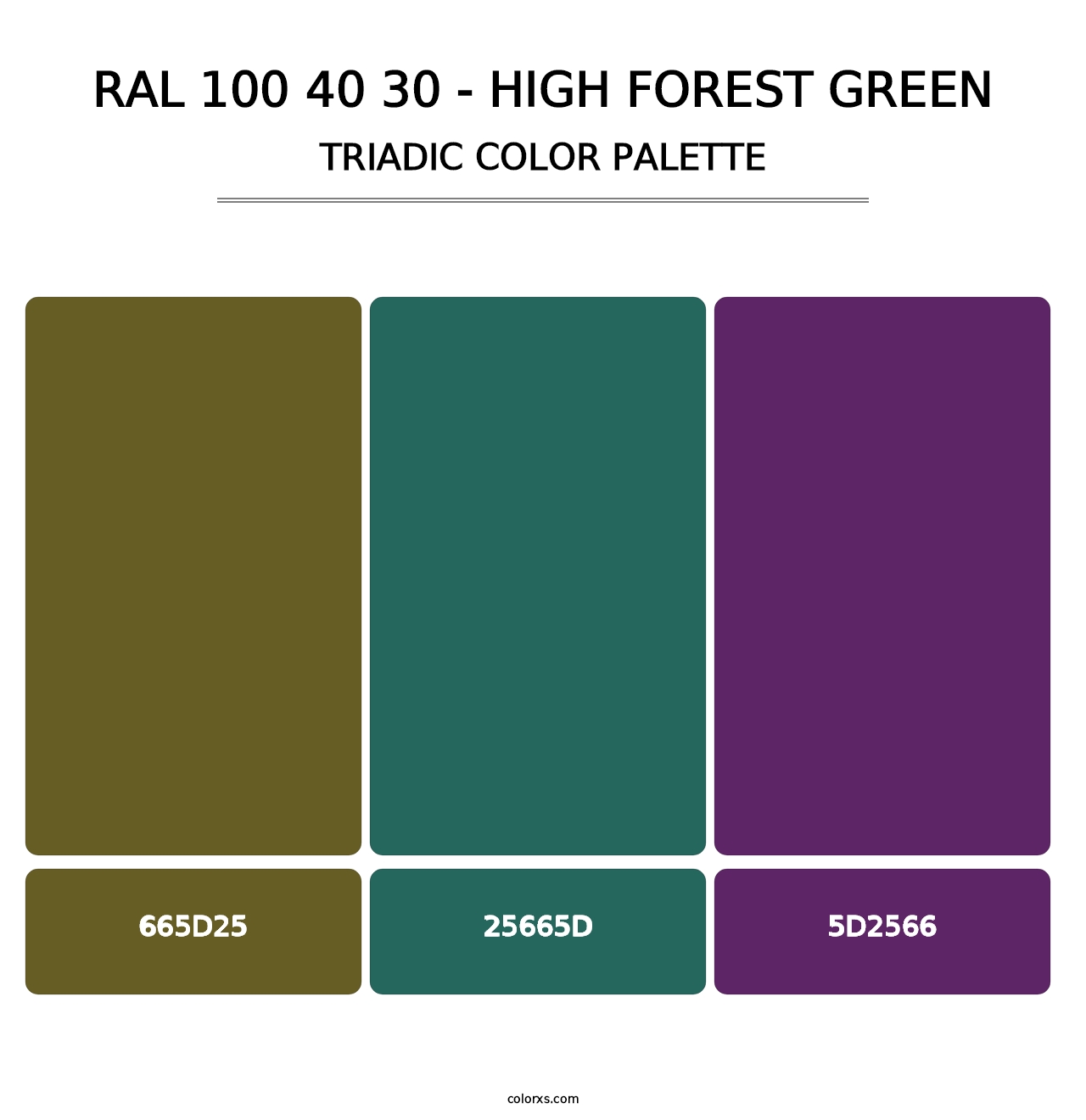 RAL 100 40 30 - High Forest Green - Triadic Color Palette