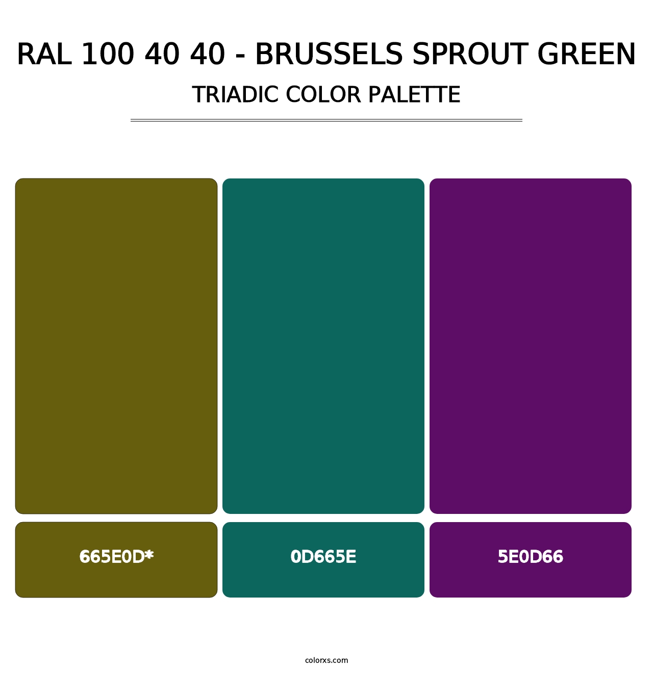 RAL 100 40 40 - Brussels Sprout Green - Triadic Color Palette