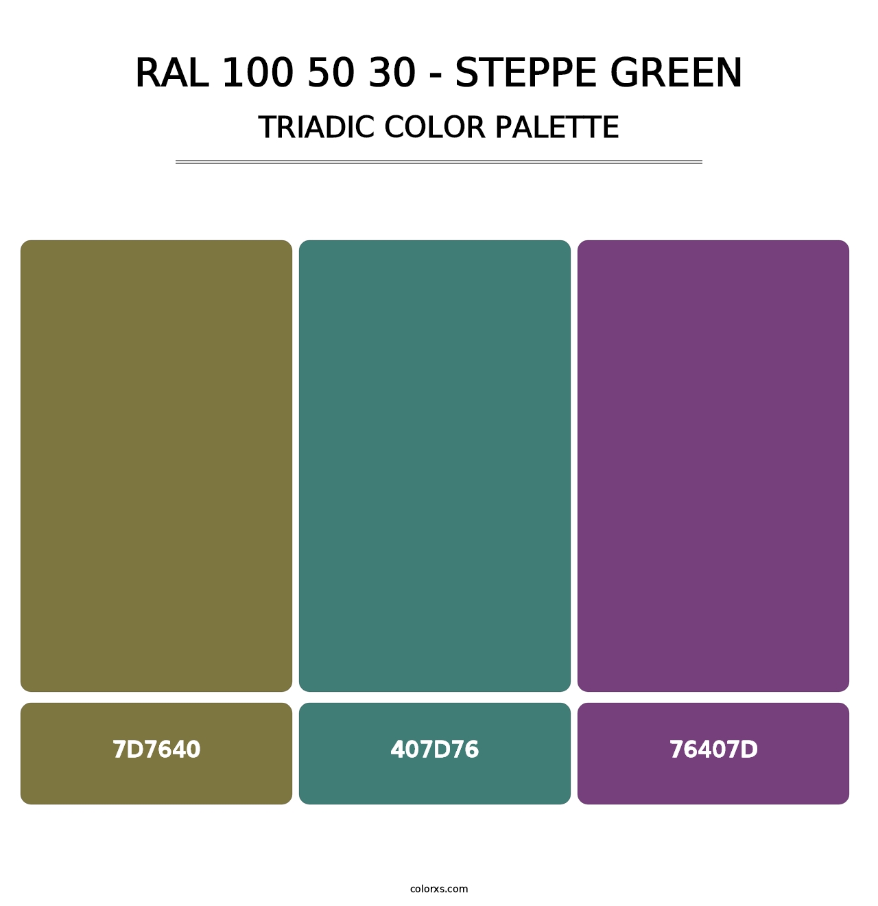 RAL 100 50 30 - Steppe Green - Triadic Color Palette