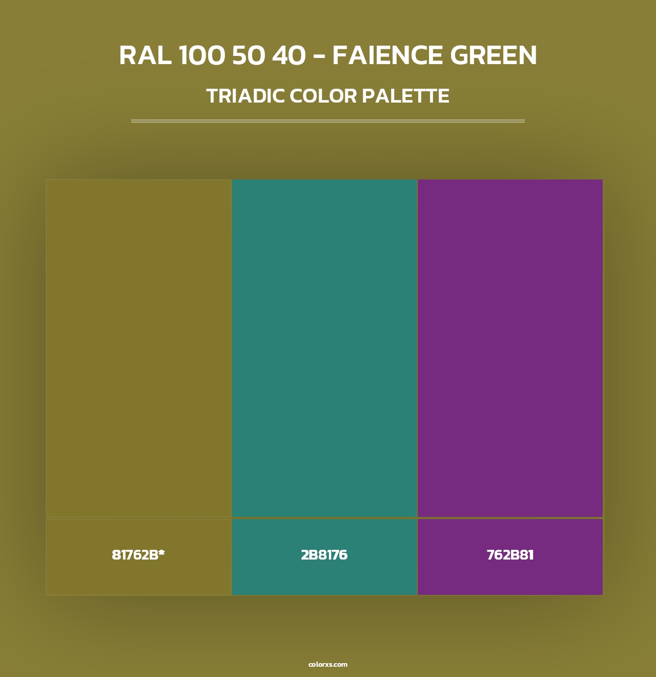 RAL 100 50 40 - Faience Green - Triadic Color Palette