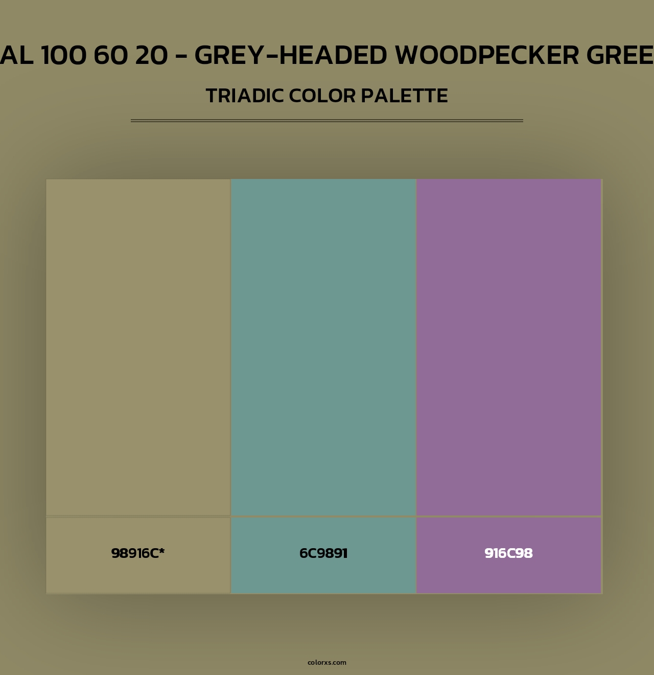 RAL 100 60 20 - Grey-Headed Woodpecker Green - Triadic Color Palette