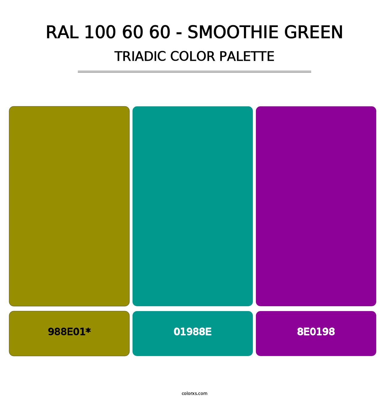 RAL 100 60 60 - Smoothie Green - Triadic Color Palette