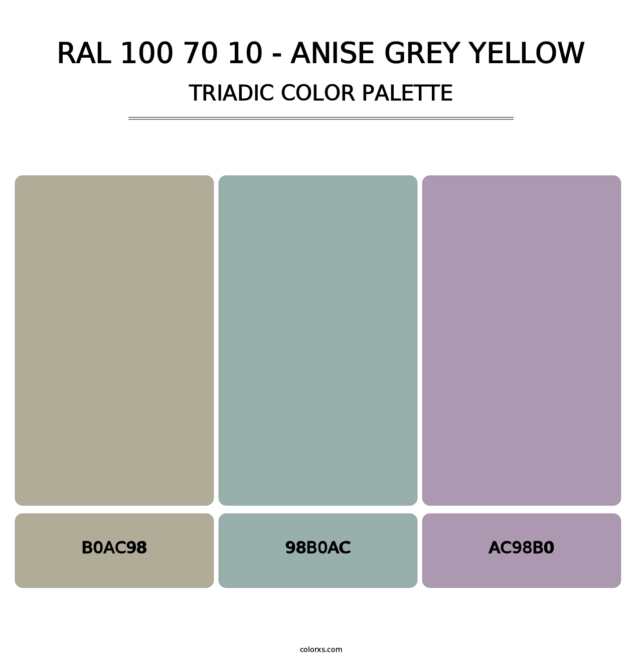RAL 100 70 10 - Anise Grey Yellow - Triadic Color Palette