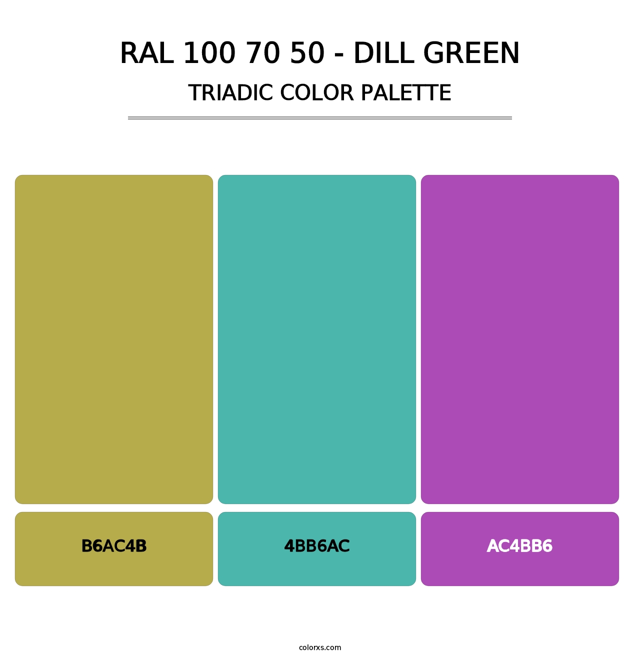 RAL 100 70 50 - Dill Green - Triadic Color Palette