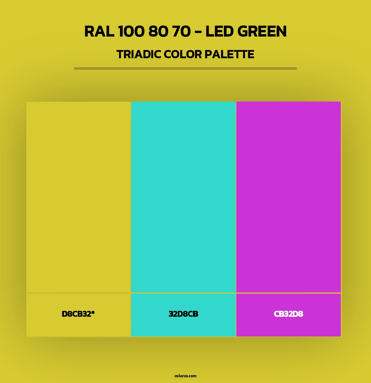 RAL 100 80 70 - LED Green - Triadic Color Palette