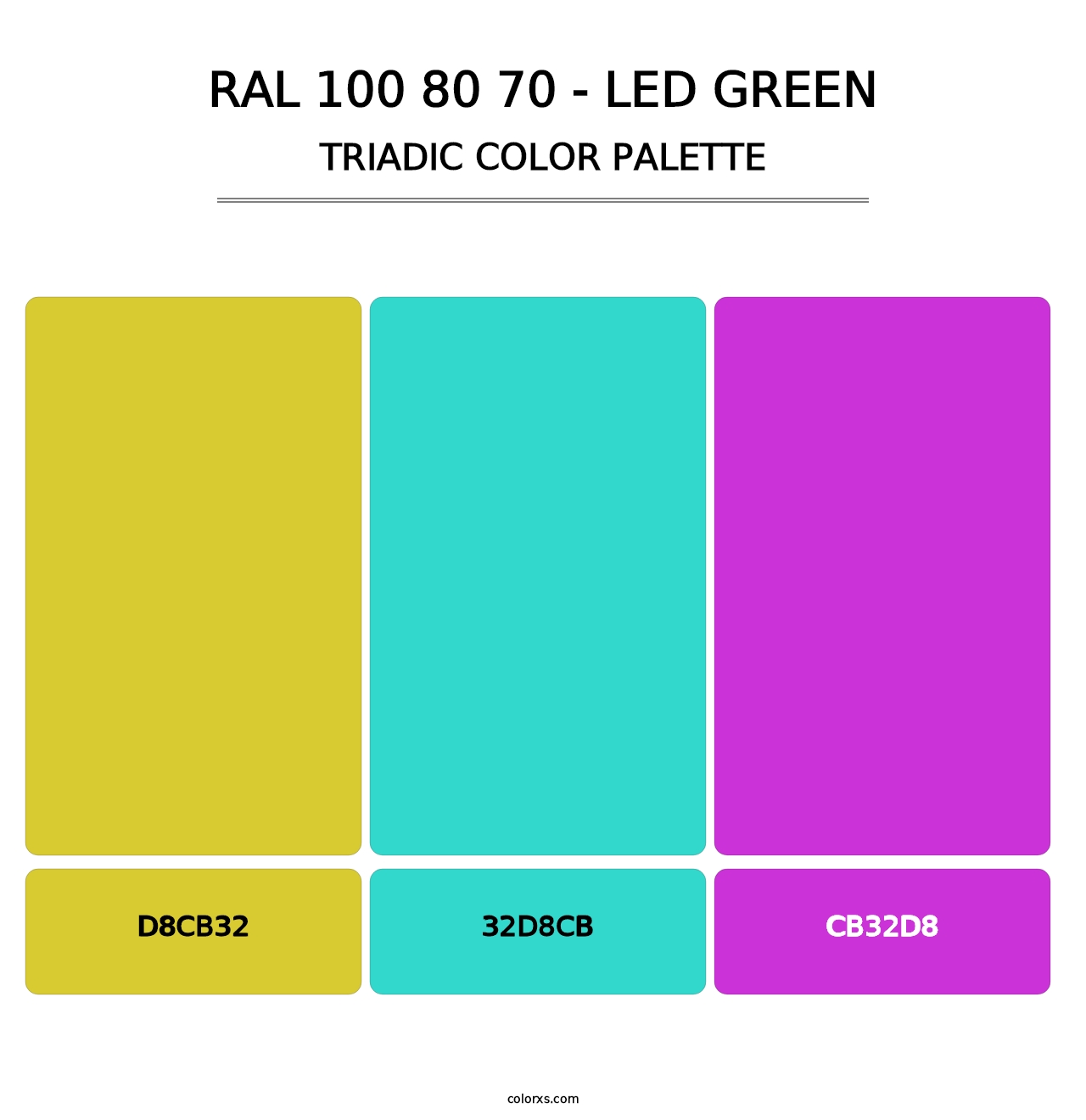 RAL 100 80 70 - LED Green - Triadic Color Palette