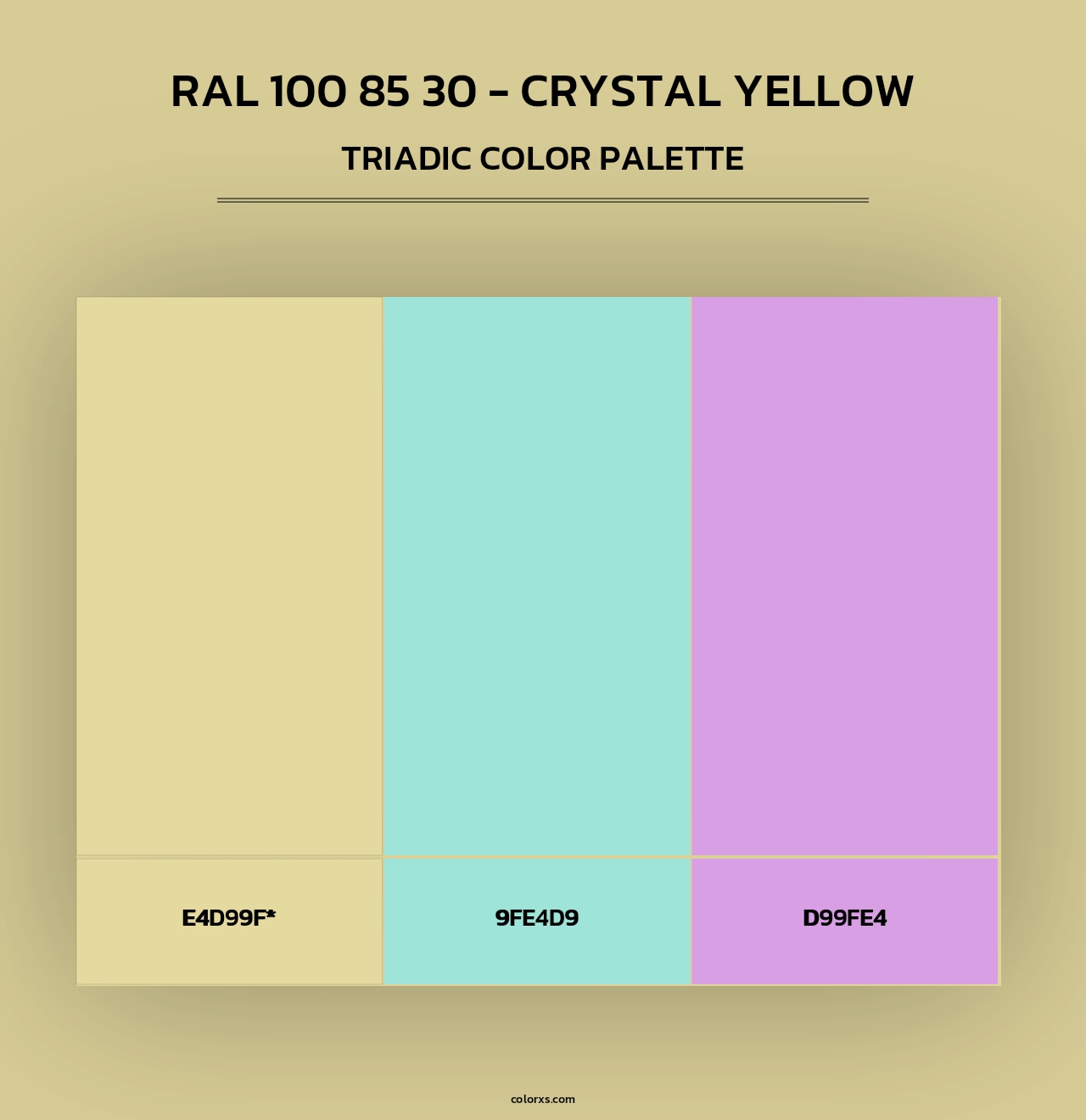 RAL 100 85 30 - Crystal Yellow - Triadic Color Palette