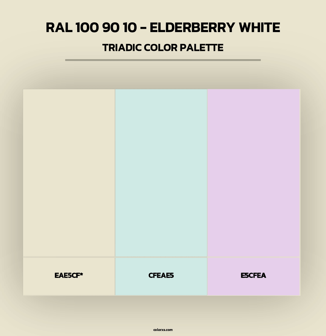 RAL 100 90 10 - Elderberry White - Triadic Color Palette