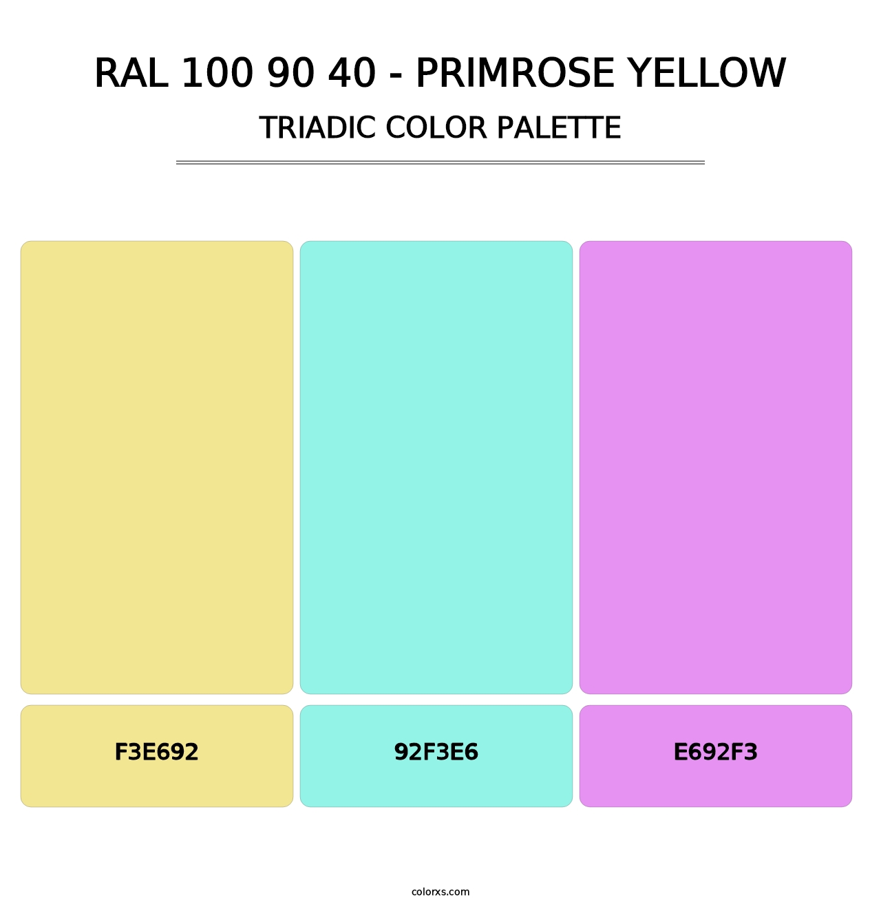 RAL 100 90 40 - Primrose Yellow - Triadic Color Palette