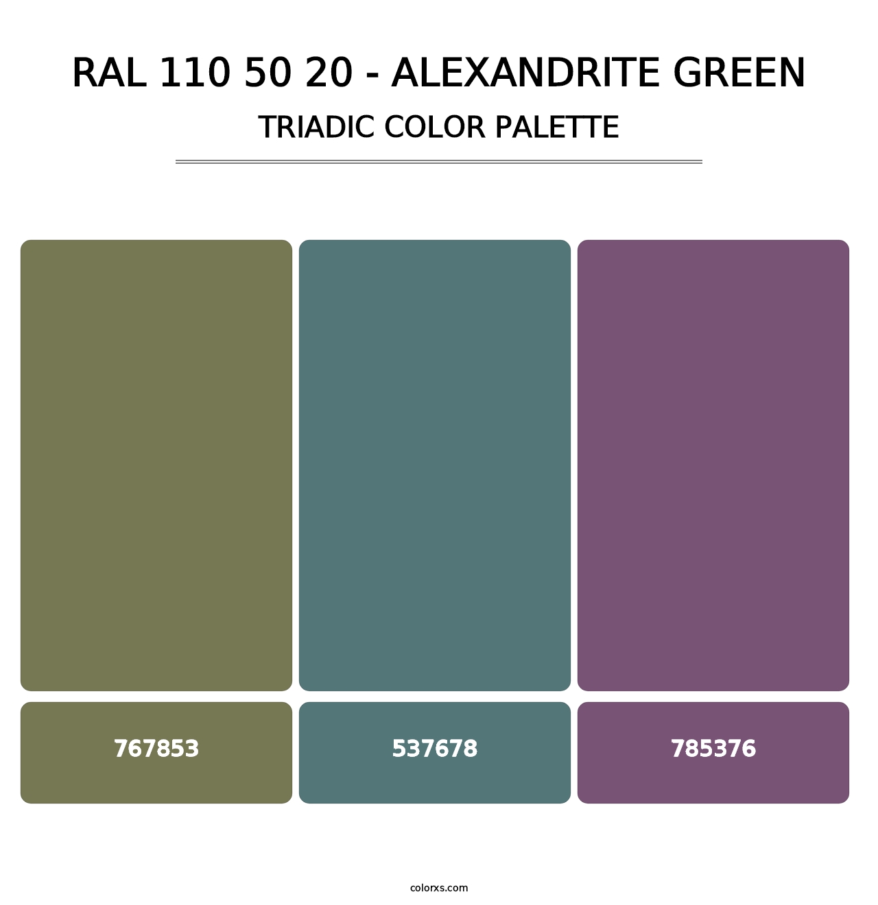 RAL 110 50 20 - Alexandrite Green - Triadic Color Palette