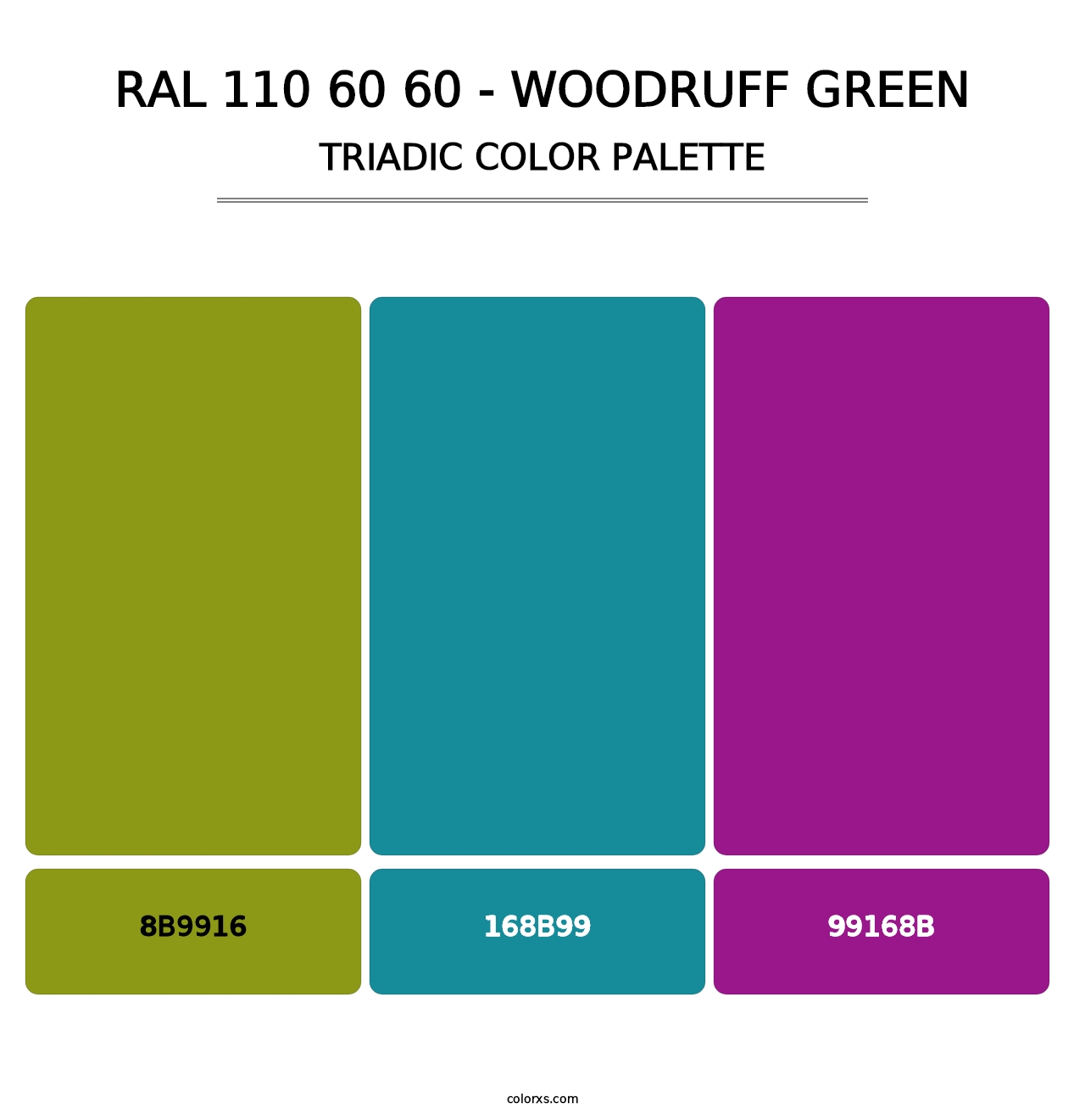 RAL 110 60 60 - Woodruff Green - Triadic Color Palette