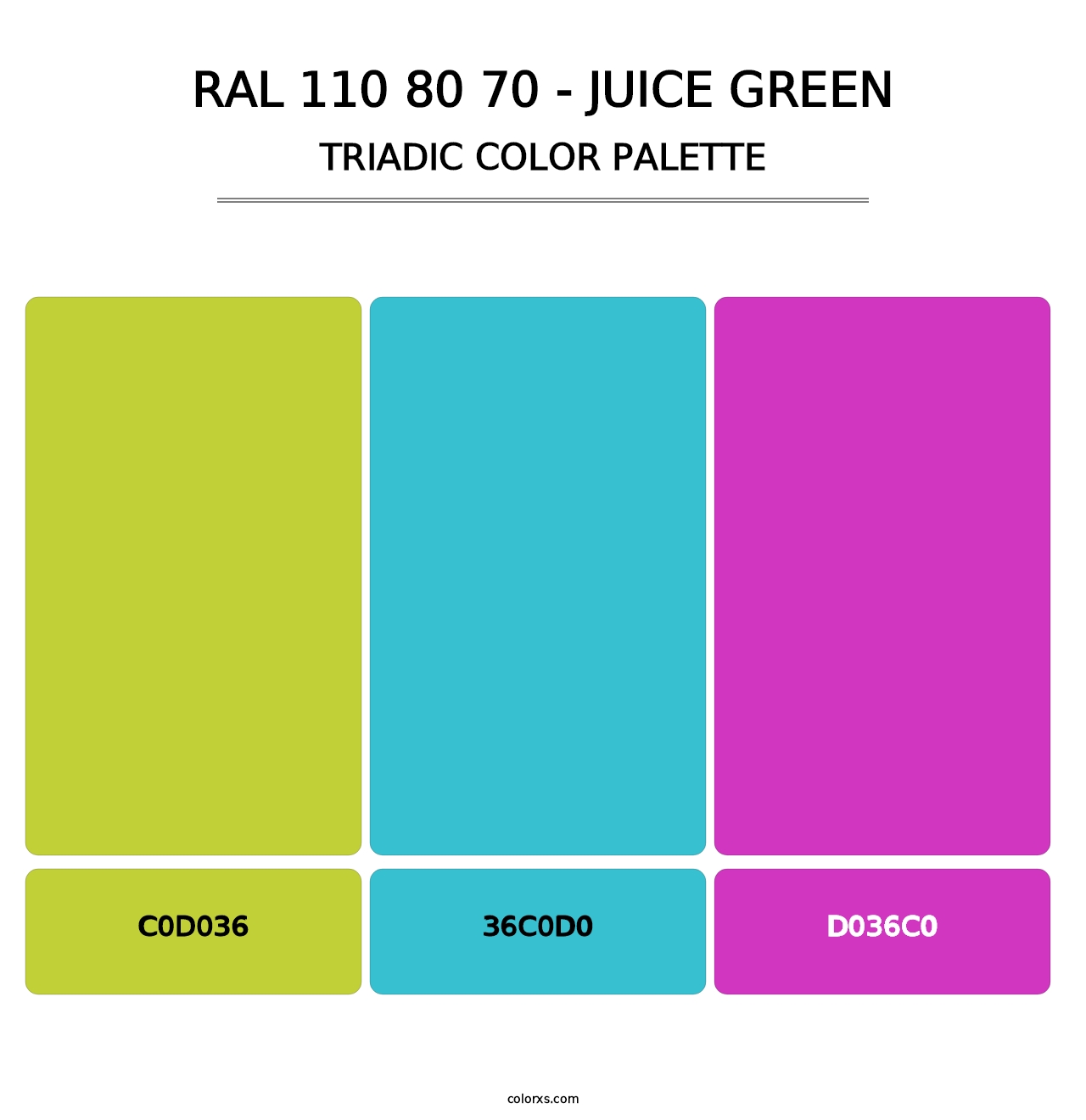 RAL 110 80 70 - Juice Green - Triadic Color Palette