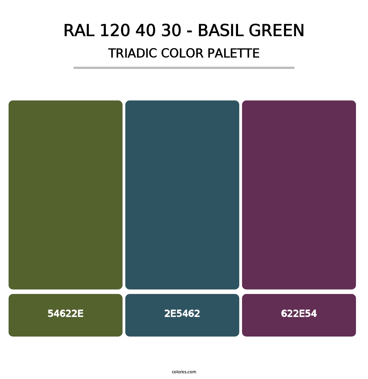 RAL 120 40 30 - Basil Green - Triadic Color Palette
