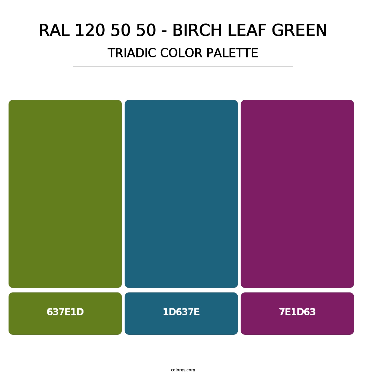 RAL 120 50 50 - Birch Leaf Green - Triadic Color Palette