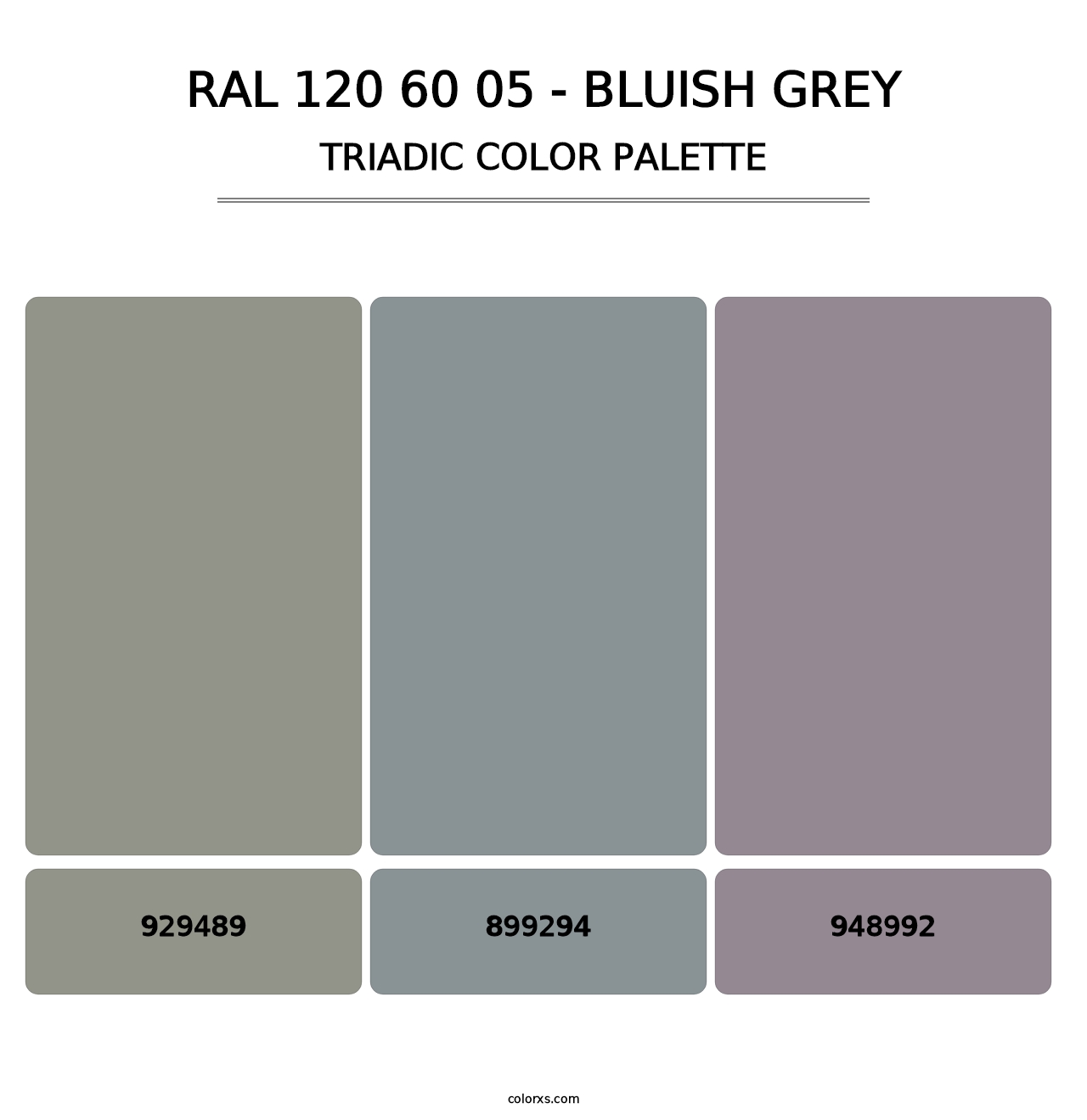 RAL 120 60 05 - Bluish Grey - Triadic Color Palette
