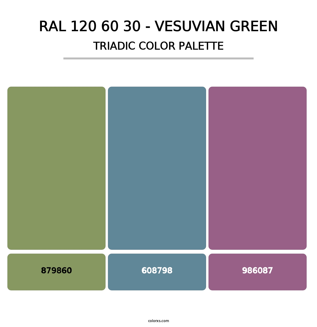 RAL 120 60 30 - Vesuvian Green - Triadic Color Palette