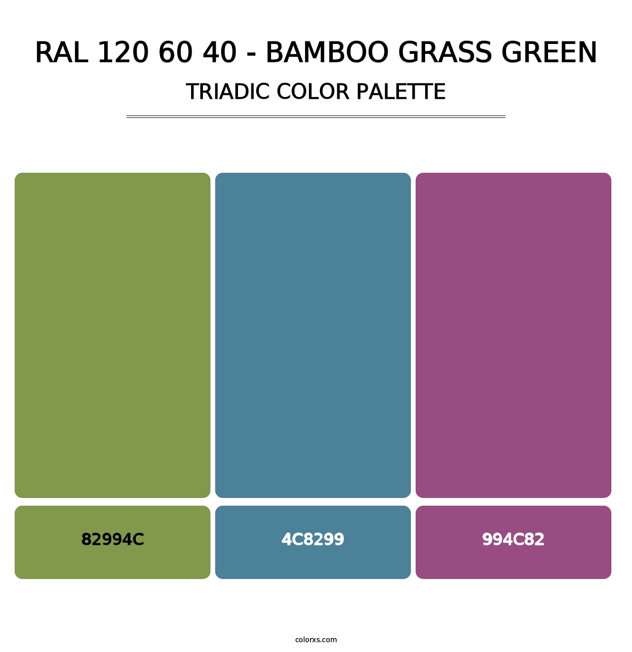 RAL 120 60 40 - Bamboo Grass Green - Triadic Color Palette