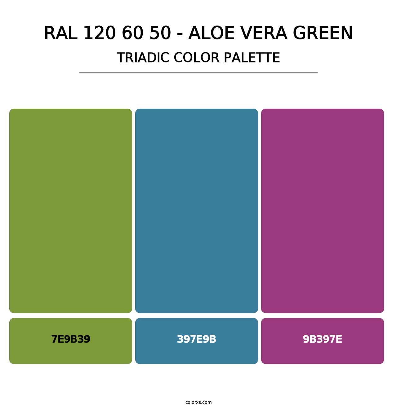 RAL 120 60 50 - Aloe Vera Green - Triadic Color Palette