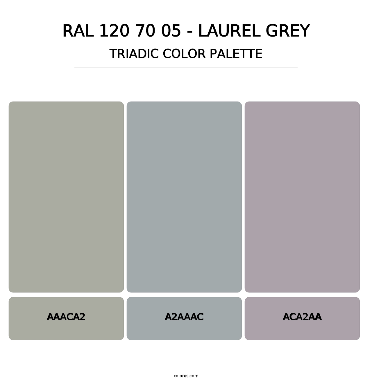 RAL 120 70 05 - Laurel Grey - Triadic Color Palette