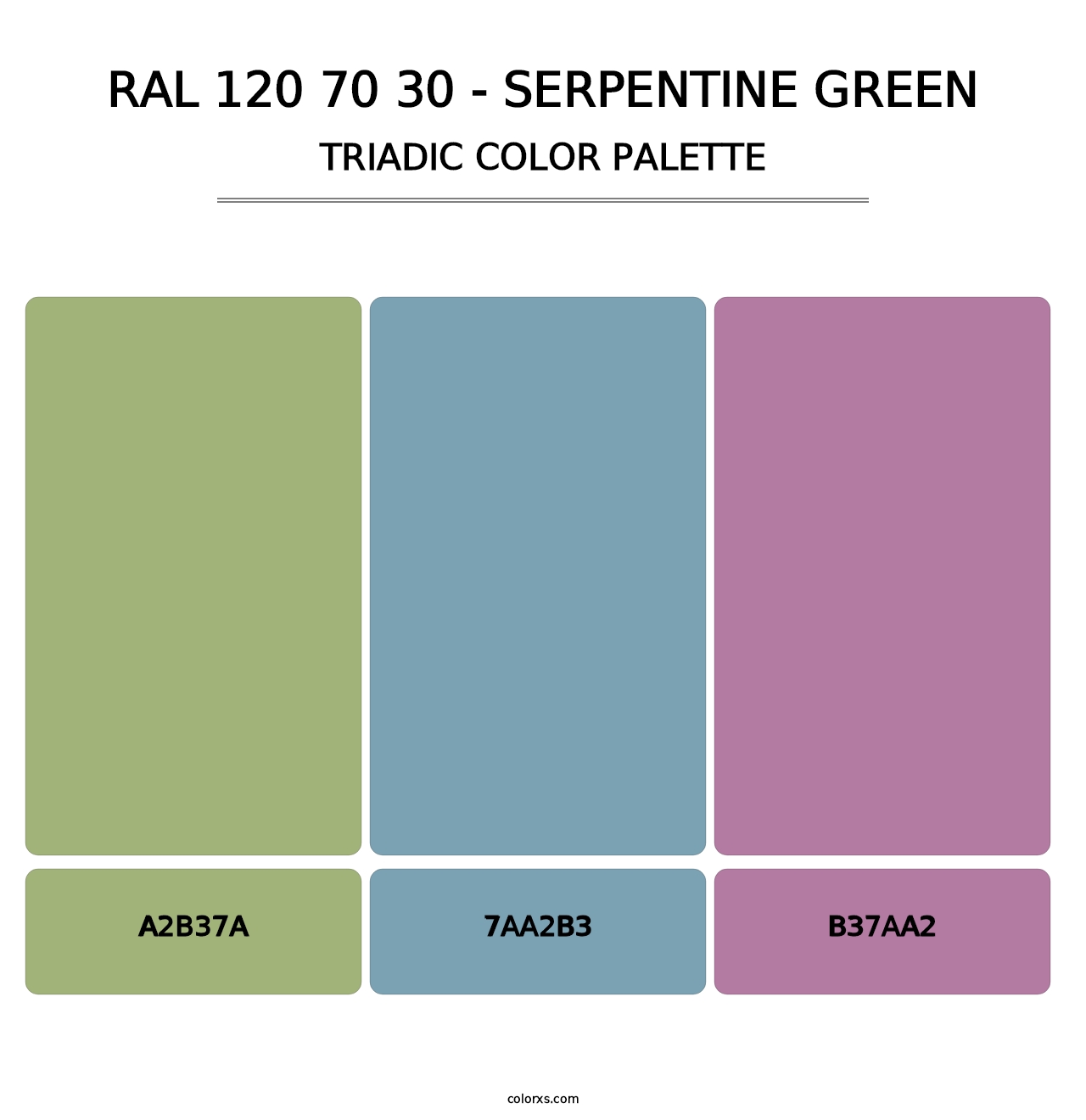 RAL 120 70 30 - Serpentine Green - Triadic Color Palette