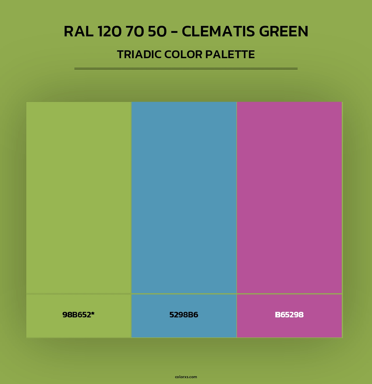 RAL 120 70 50 - Clematis Green - Triadic Color Palette