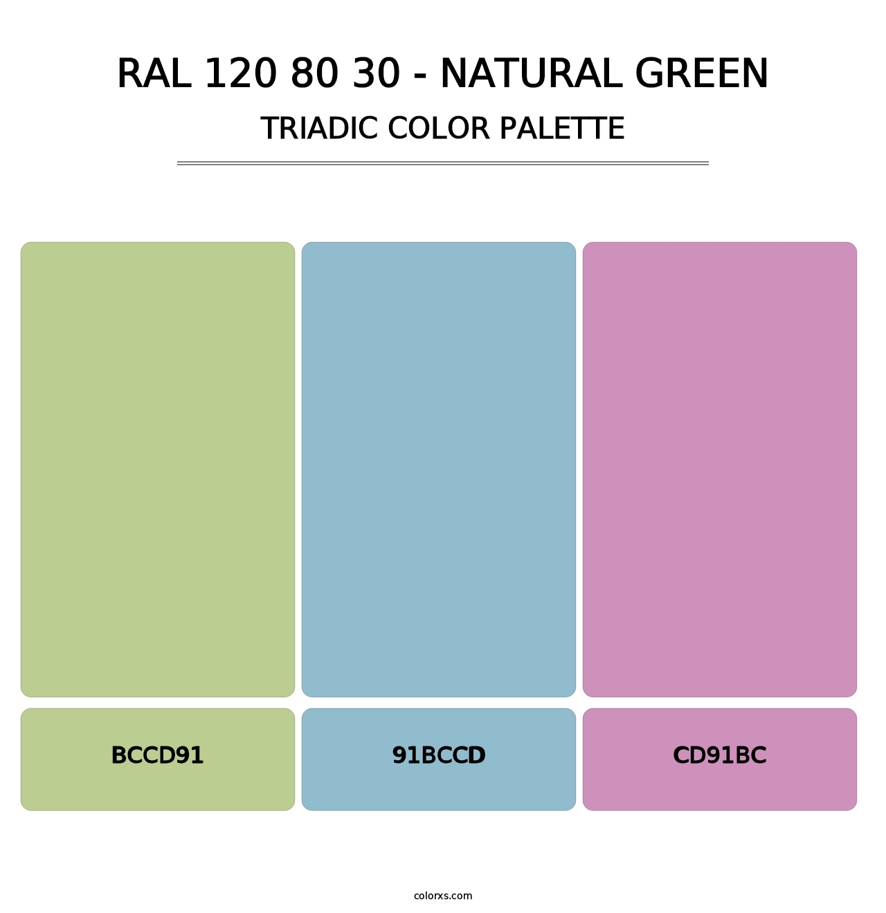 RAL 120 80 30 - Natural Green - Triadic Color Palette